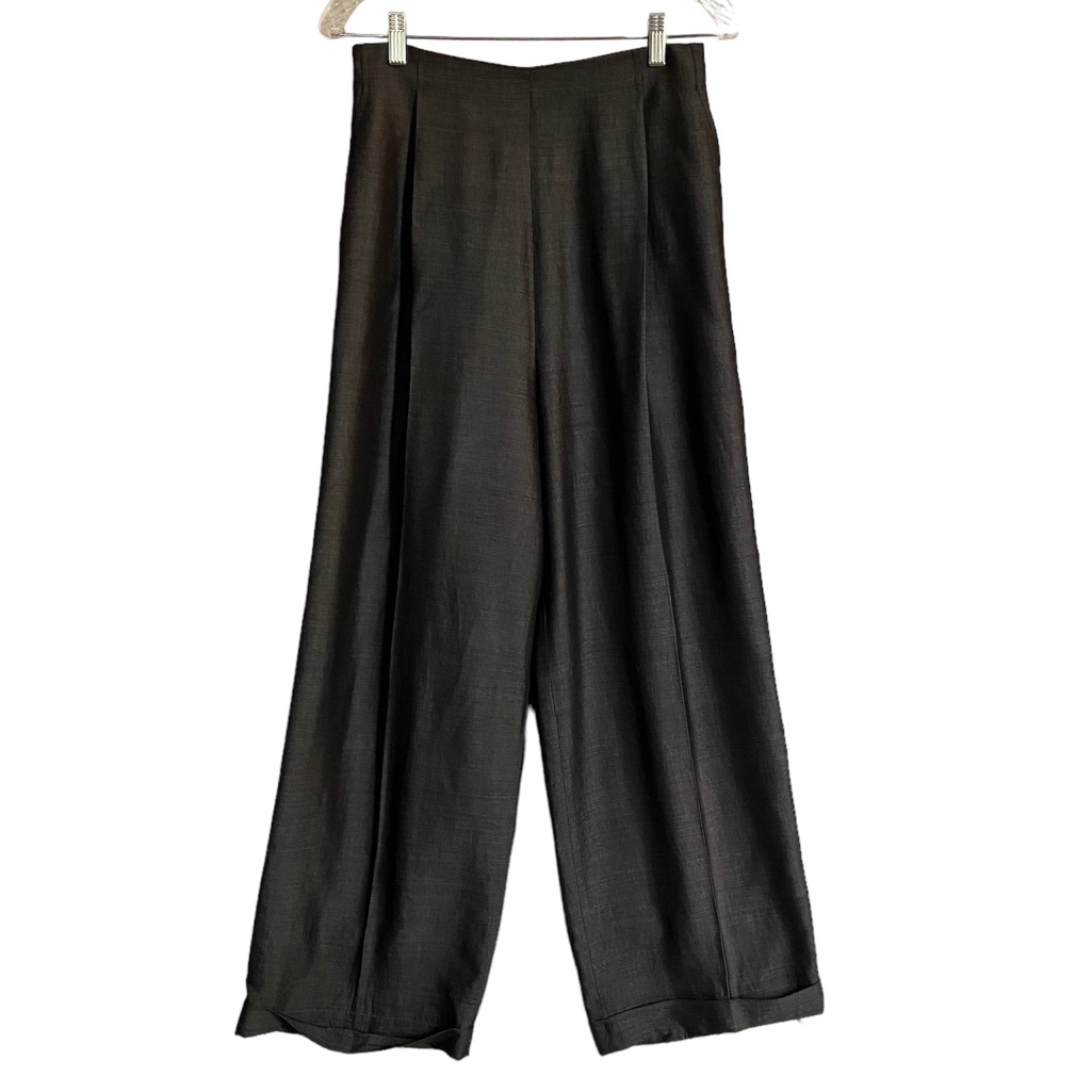 Rena Lange Red Viscose Mohair Wide Cuffed Pants